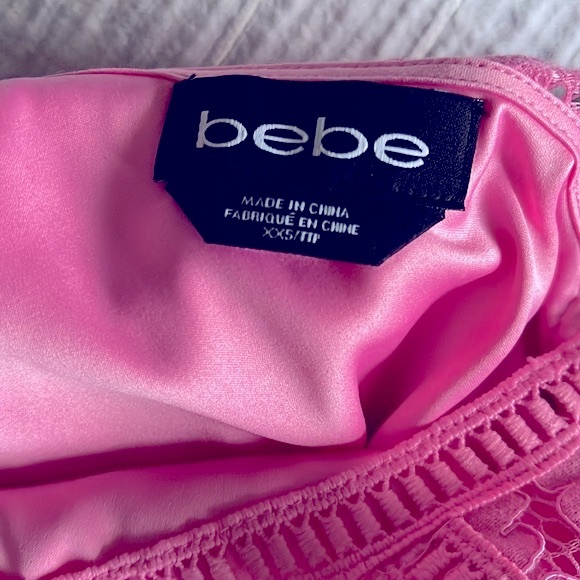 Bebe Mix Lace Cutout Top Pink XXS - Picture 6 of 7